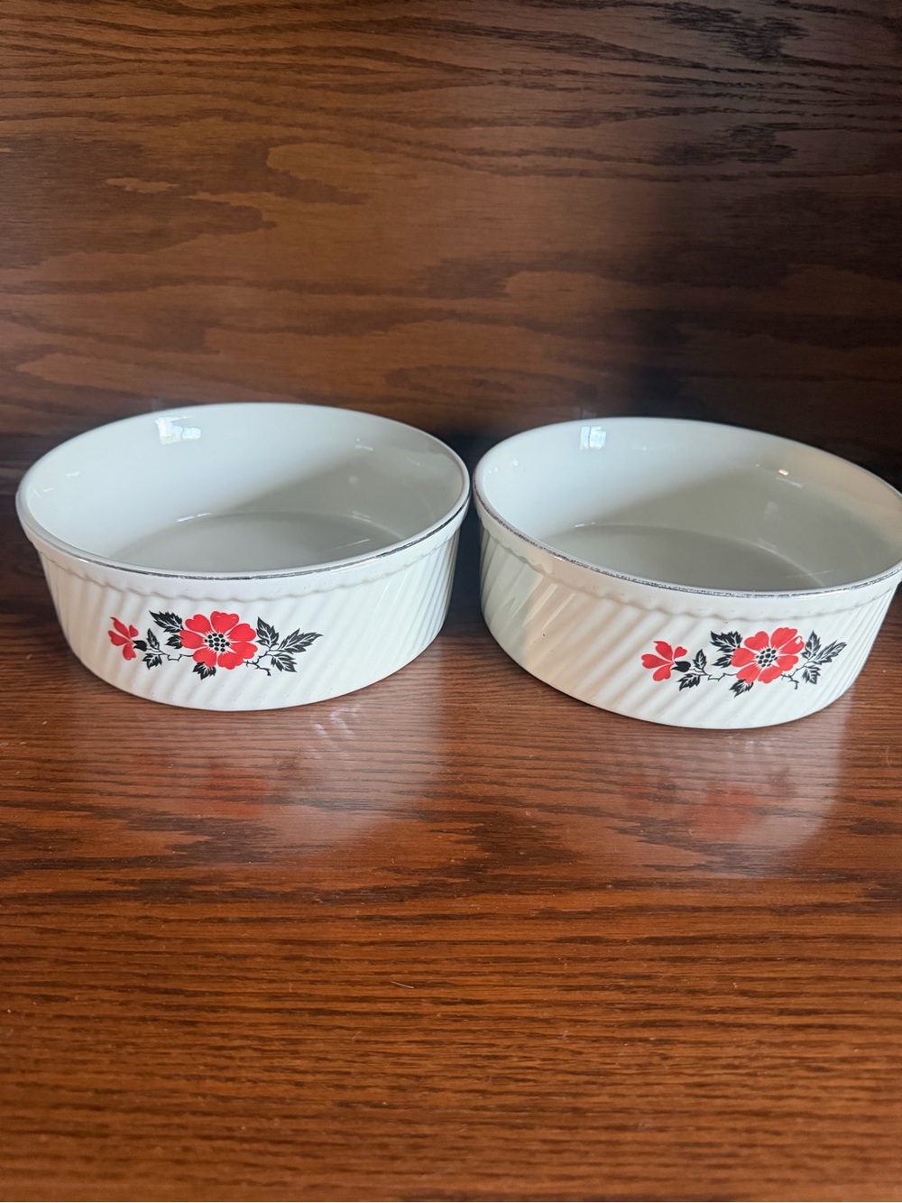Vintage Hall’s Superior White Ceramic Floral Casserole Dish (Set of 2)